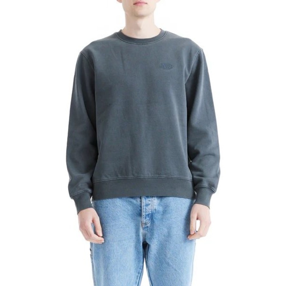 Deus Ex Machina Shield Garment Dyed Crew Sweatshirt Anthracite Grey Sz M‎ long